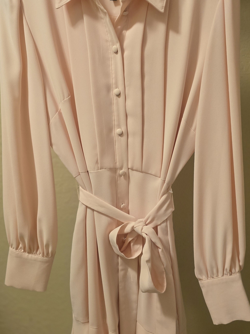 Alex Marie Long Sleeve Shirt Dress in Blush Pink with Self Tie